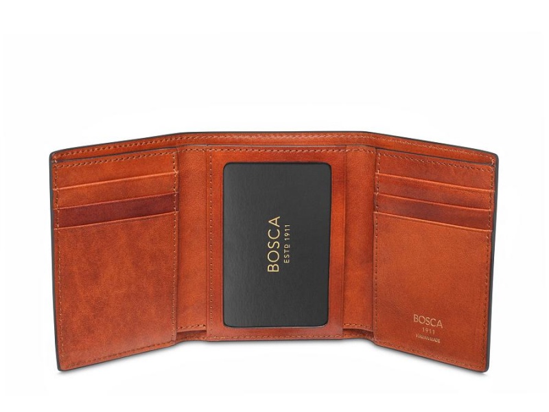 Bosca Italia Dolce Double I.D. Trifold Wallet - RFID Brown | ZAUNQ54763