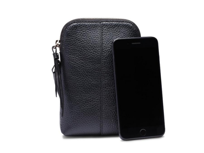 Bosca Italia London Crossbody Mini Purse Black | YAUVQ89326