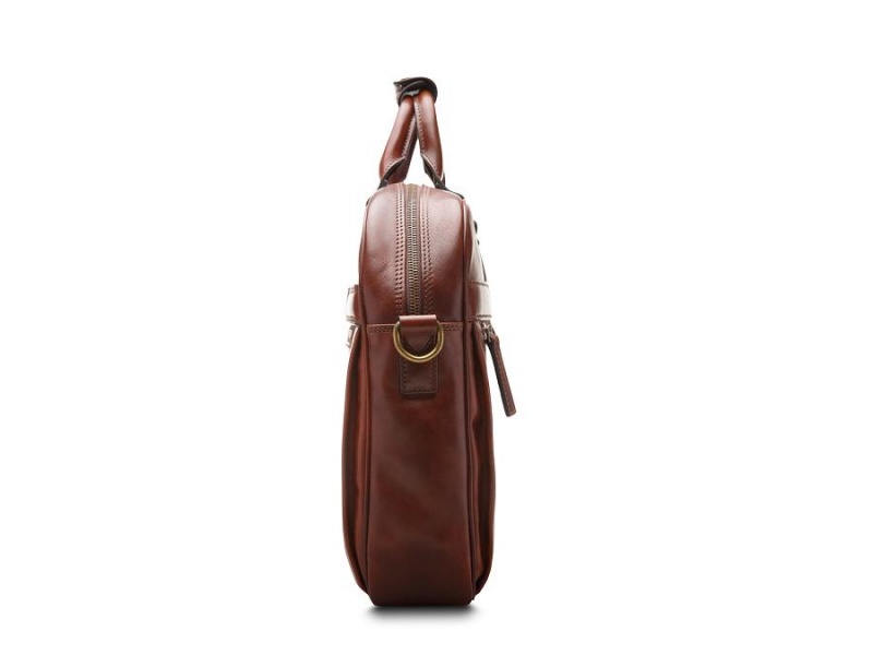 Bosca Italia Single Gusset Stringer Bag Brown | SAUVO47237