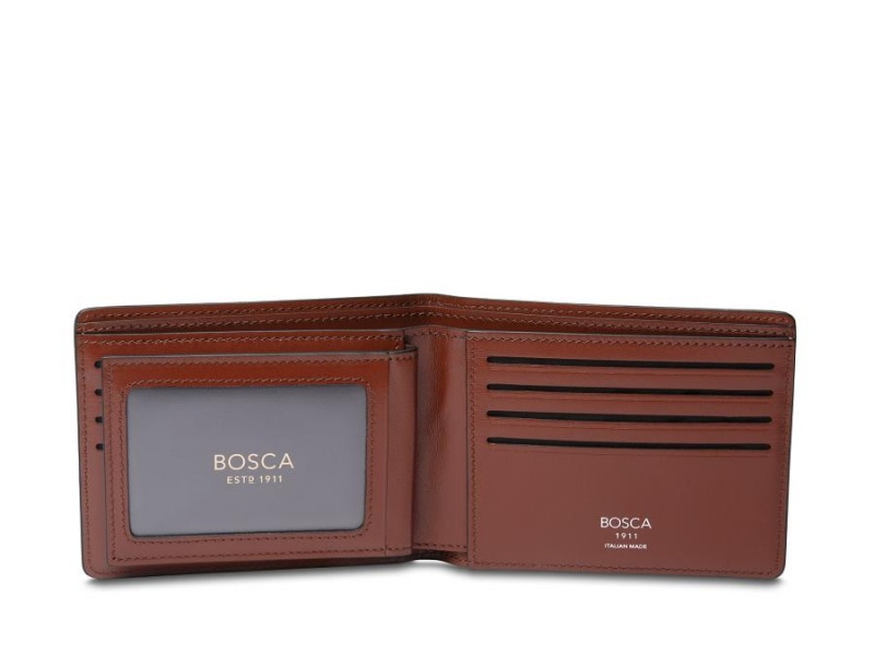 Bosca Italia Slim 10 Pocket Flip I.D. Bifold Brown | AUQAV90788