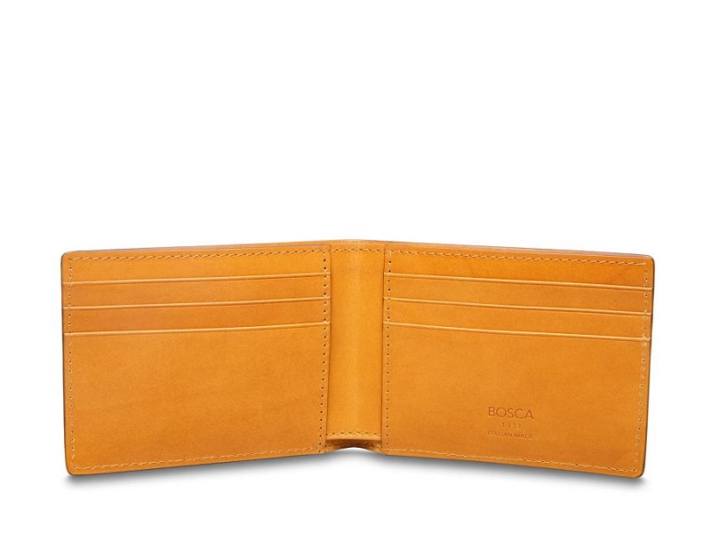 Bosca Italo Contrast Small Bifold Wallet Brown / Yellow | AUIIZ38112