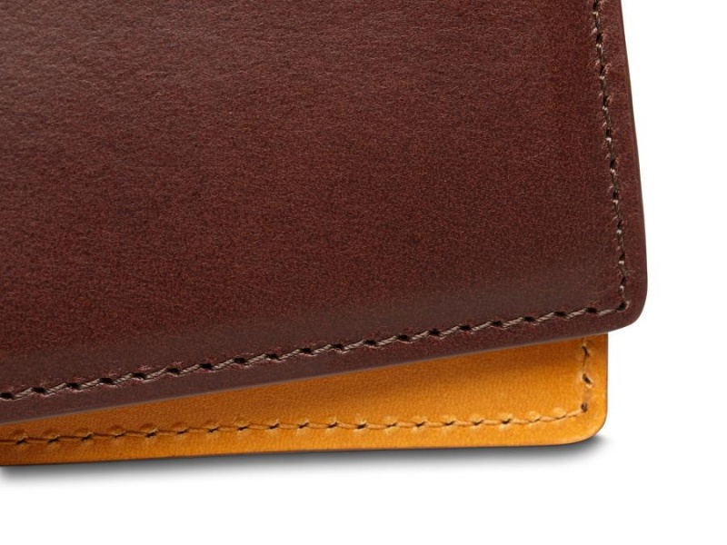 Bosca Italo Contrast Small Bifold Wallet Brown / Yellow | AUIIZ38112