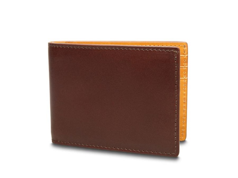 Bosca Italo Contrast Small Bifold Wallet Brown / Yellow | AUIIZ38112