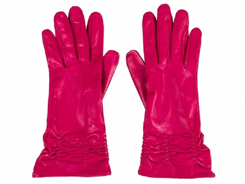 Bosca Long Lambskin Glove w/ Pleat Pink | YAUGT74412