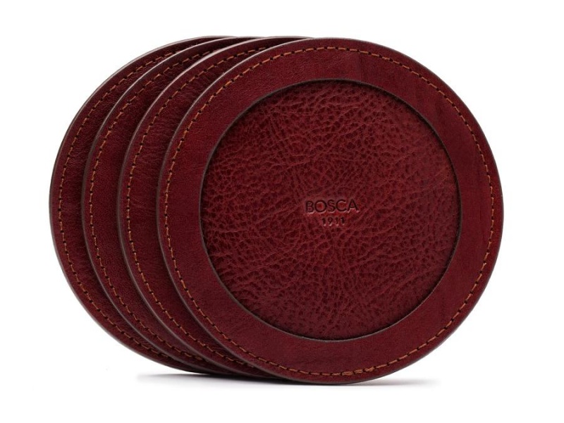 Bosca Round Coasters - Set of 4 Dark Red | GAUUC60557