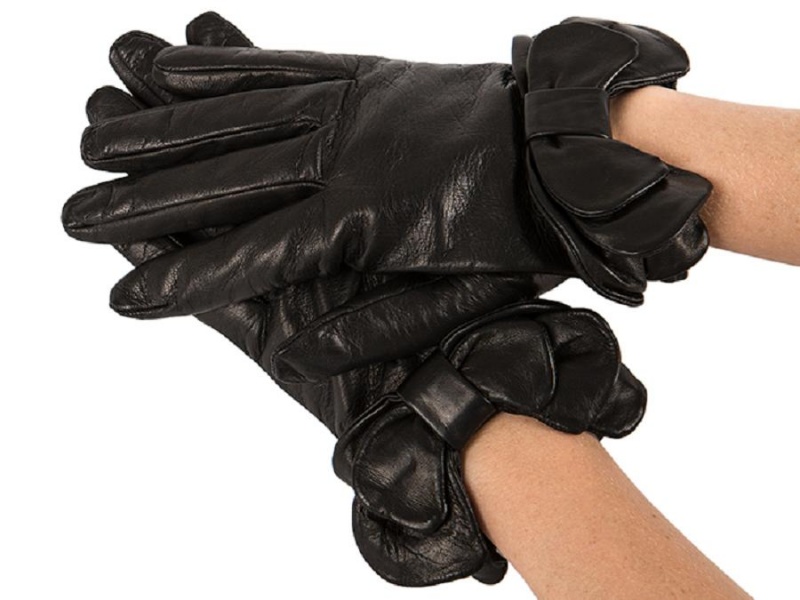 Bosca Short Lambskin Glove w/ Bow Black | FAUUI49488