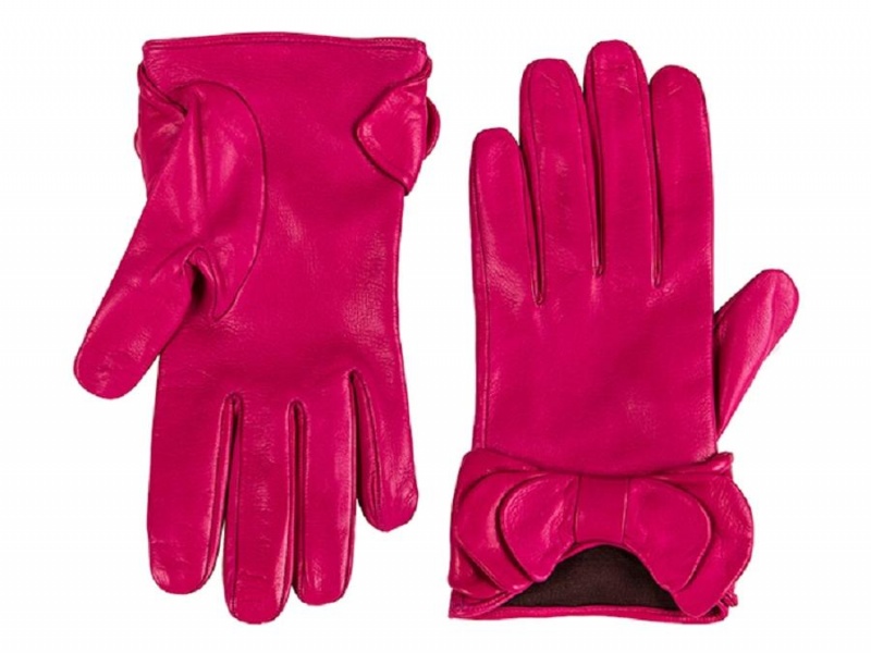 Bosca Short Lambskin Glove w/ Bow Pink | AUNEJ67342