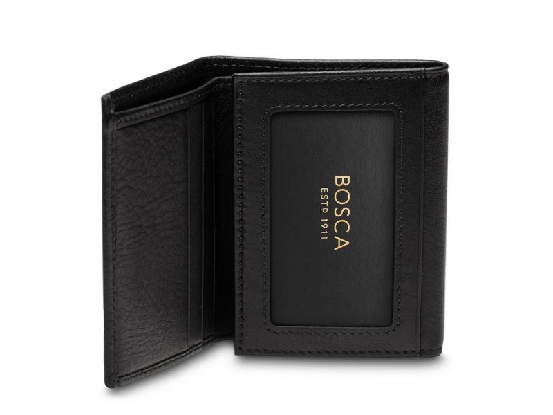 Bosca Single I.D. Trifold Wallet Black | AUQAV73778