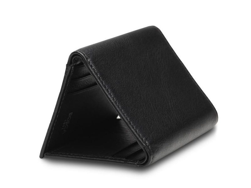 Bosca Single I.D. Trifold Wallet Black | FAUHY85143