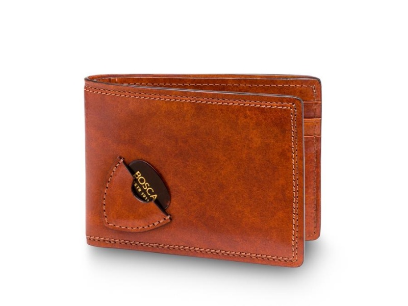 Bosca Small Bifold Wallet with Guitar Pick Pocket Brown | SAUNY78458