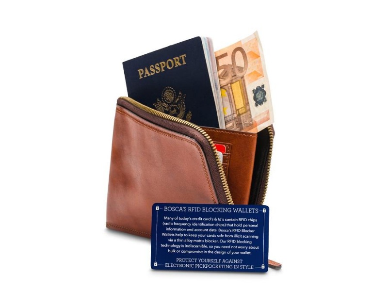 Bosca Zip Passport Brown | BAUSD60237