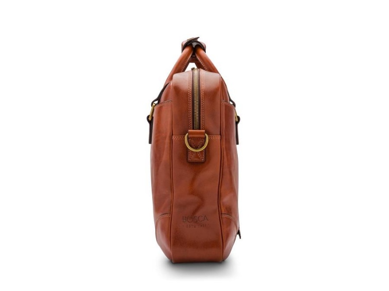 Bosca Zip Top Brief Bag Brown | TAUWZ96290